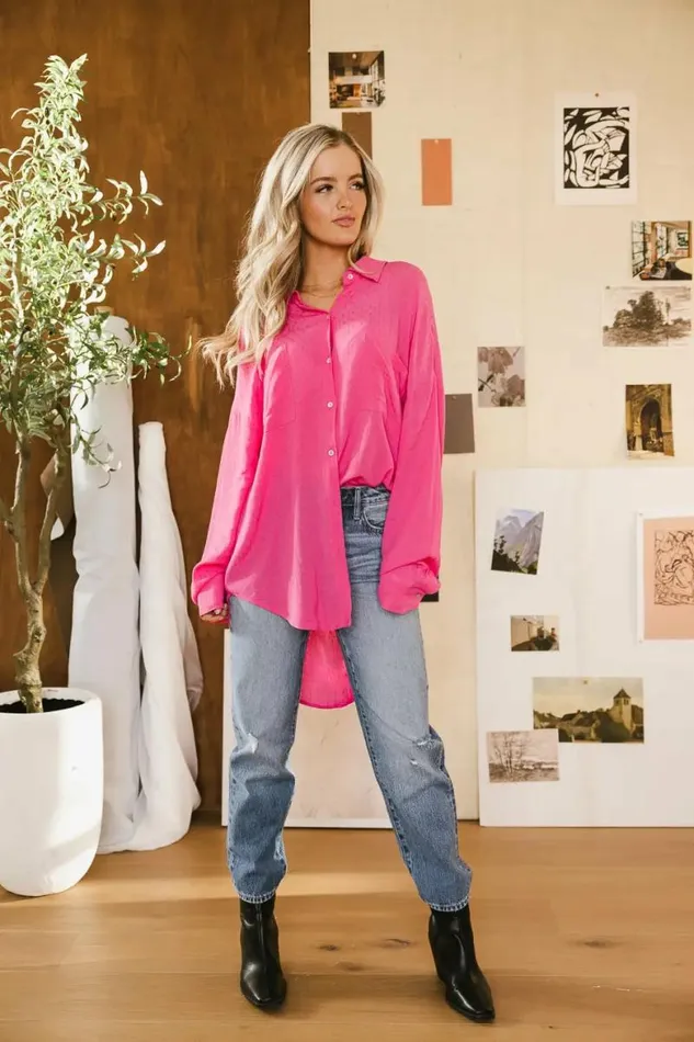 Lillian Button Up In Pink 8211 FINAL SALE Pink Women Bohme Tops