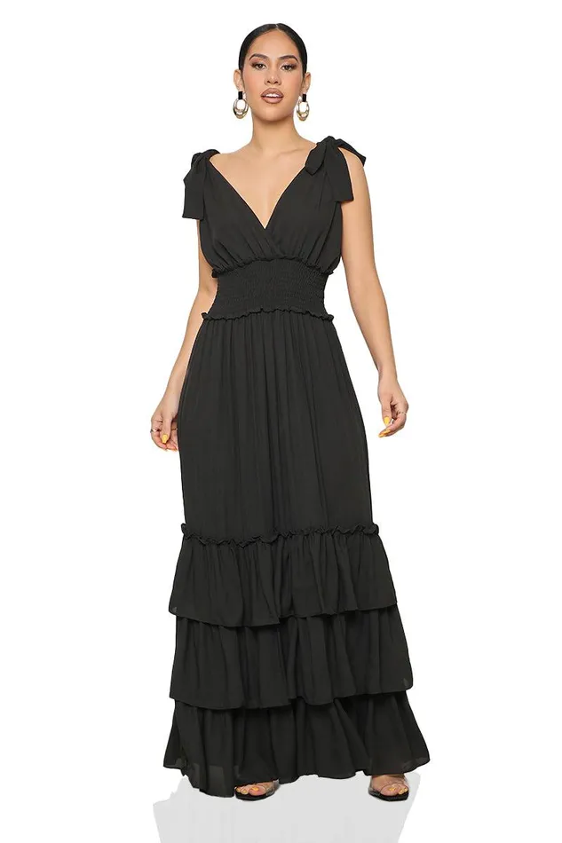 Lilly039s Kloset Dresses Women Beautiful Desire Ruffle Maxi Dress Black FINAL SALE