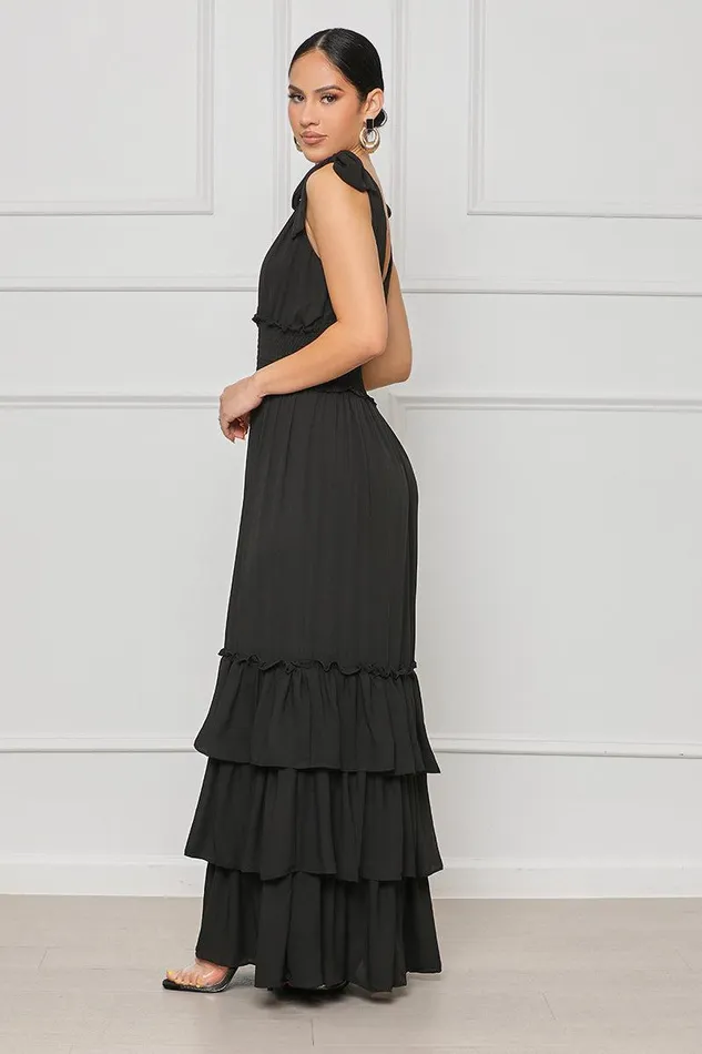 Lilly039s Kloset Dresses Women Beautiful Desire Ruffle Maxi Dress Black FINAL SALE