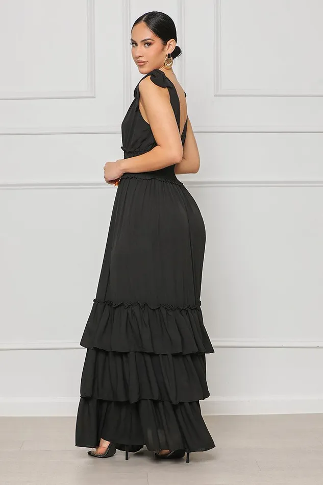Lilly039s Kloset Dresses Women Beautiful Desire Ruffle Maxi Dress Black FINAL SALE