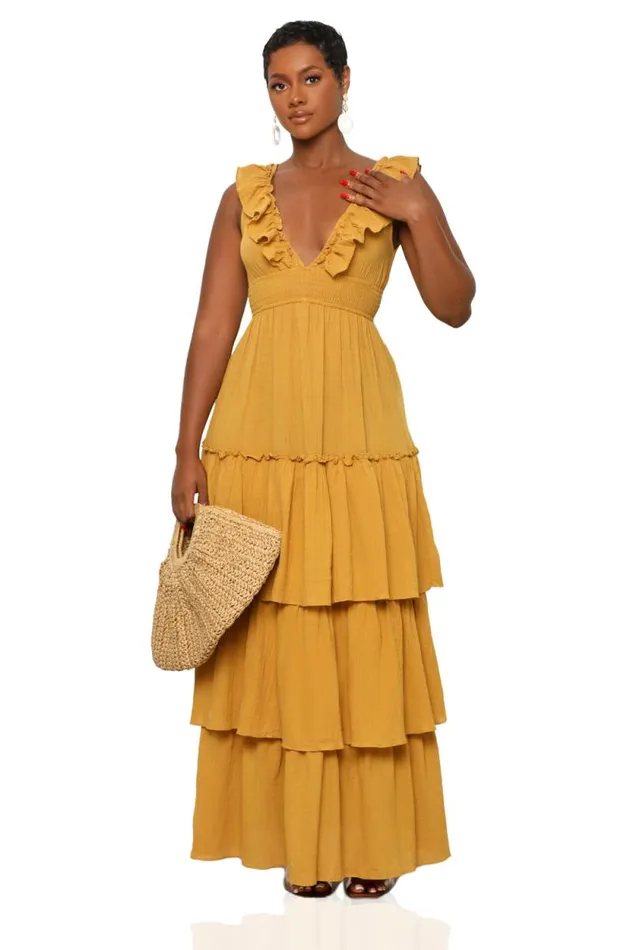 Lilly039s Kloset Dresses Women Golden Allure Maxi Dress