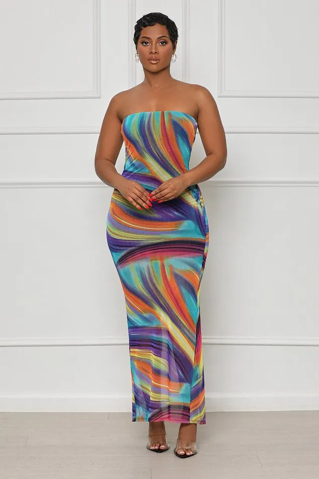 Lilly039s Kloset Dresses Women Living In Color Maxi Dress Purple Multi FINAL SALE