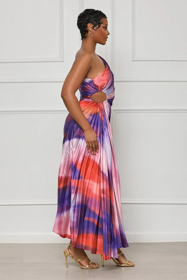 Lilly039s Kloset Dresses Women Sunkissed Watercolor One Shoulder Dress Purple MultiFINAL SALE