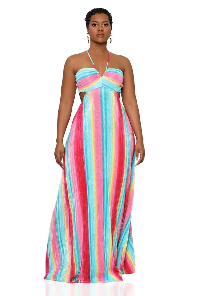 Lilly039s Kloset Dresses Women Taste The Rainbow Maxi Dress Pink MultiFINAL SALE