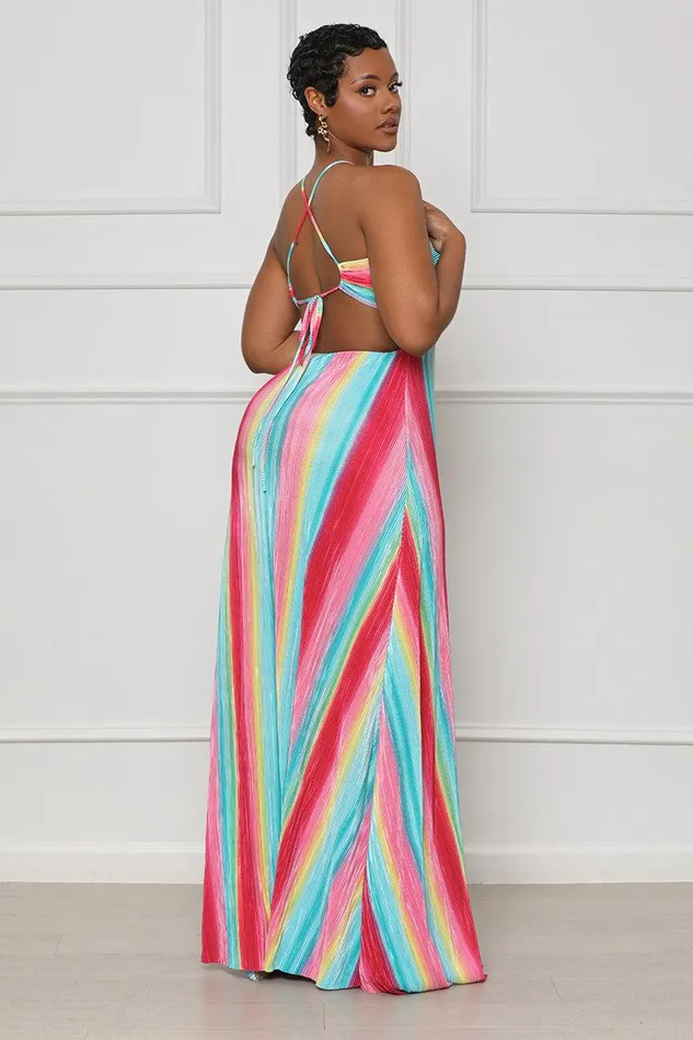 Lilly039s Kloset Dresses Women Taste The Rainbow Maxi Dress Pink MultiFINAL SALE