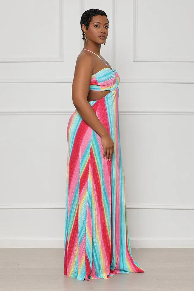 Lilly039s Kloset Dresses Women Taste The Rainbow Maxi Dress Pink MultiFINAL SALE