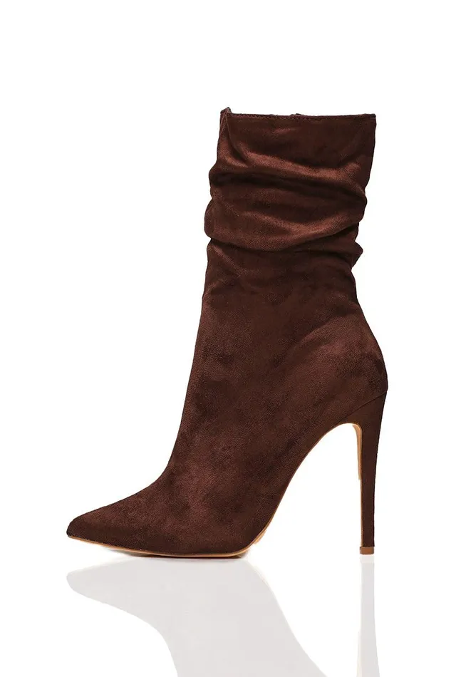 Lilly039s Kloset Heels Women Liana Suede Bootie Chocolate FINAL SALE