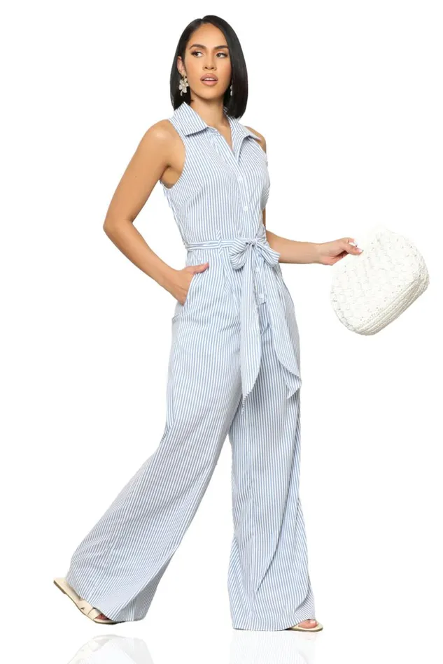 Lilly039s Kloset Jumpsuits and Rompers Women Coastal Comfort Stripe Jumpsuit