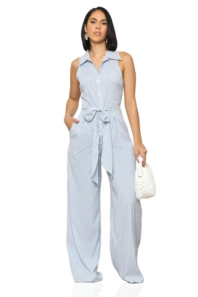 Lilly039s Kloset Jumpsuits and Rompers Women Coastal Comfort Stripe Jumpsuit
