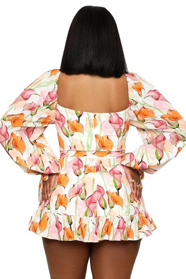 Lilly039s Kloset Jumpsuits and Rompers Women Garden Of Florals Romper Orange Multi