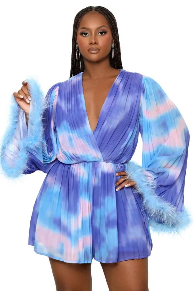 Lilly039s Kloset Jumpsuits and Rompers Women Tickle Me Blue Romper Blue Multi FINAL SALE
