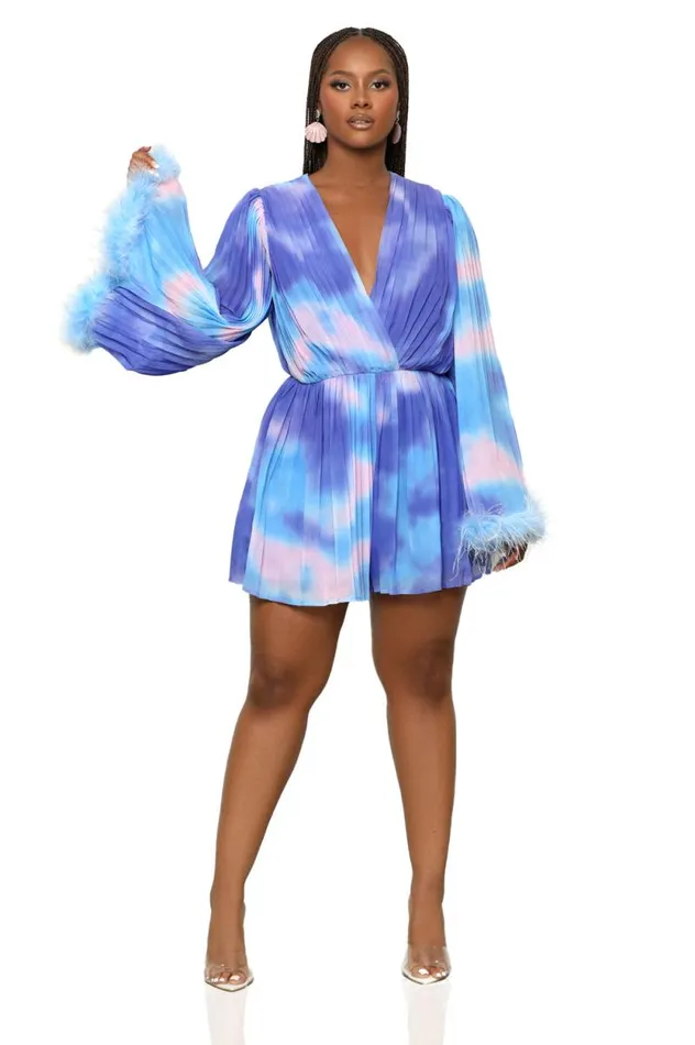 Lilly039s Kloset Jumpsuits and Rompers Women Tickle Me Blue Romper Blue Multi FINAL SALE
