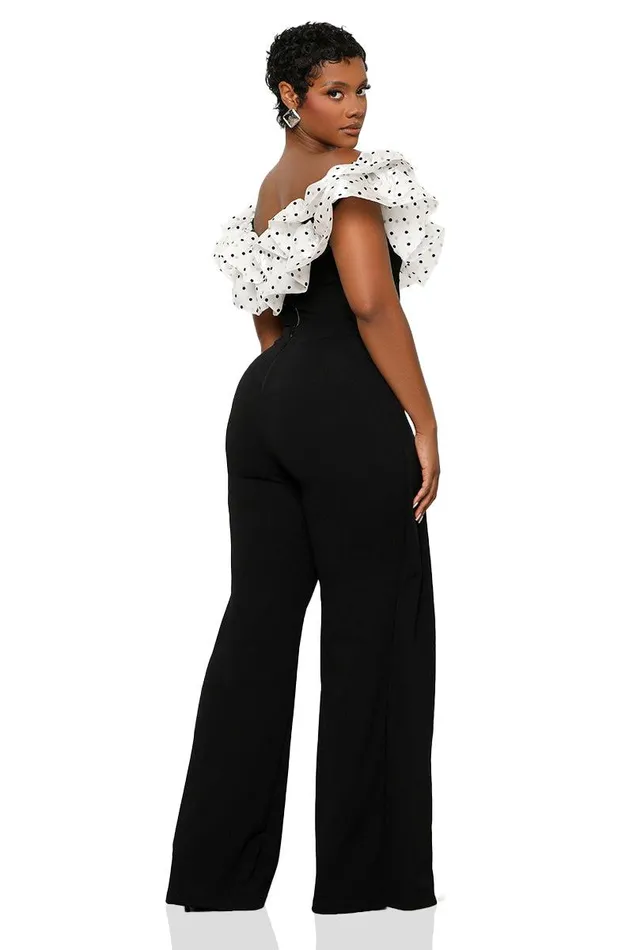 Lilly039s Kloset Tops Women Cold Shoulder Polka Dot Top Black and White