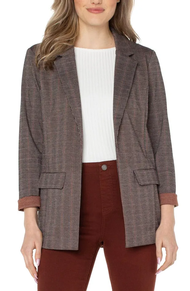 Liverpool Los Angeles BOYFRIEND BLAZER WITH PRINCESS DART PATTERN KNIT Black Brick Jacquard Women BLAZERS