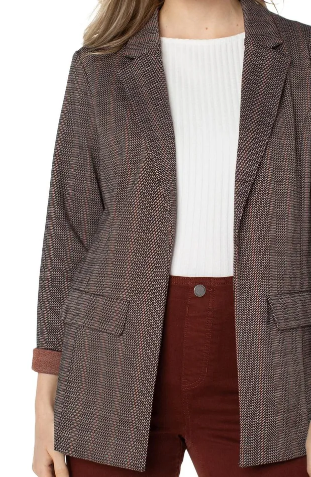 Liverpool Los Angeles BOYFRIEND BLAZER WITH PRINCESS DART PATTERN KNIT Black Brick Jacquard Women BLAZERS