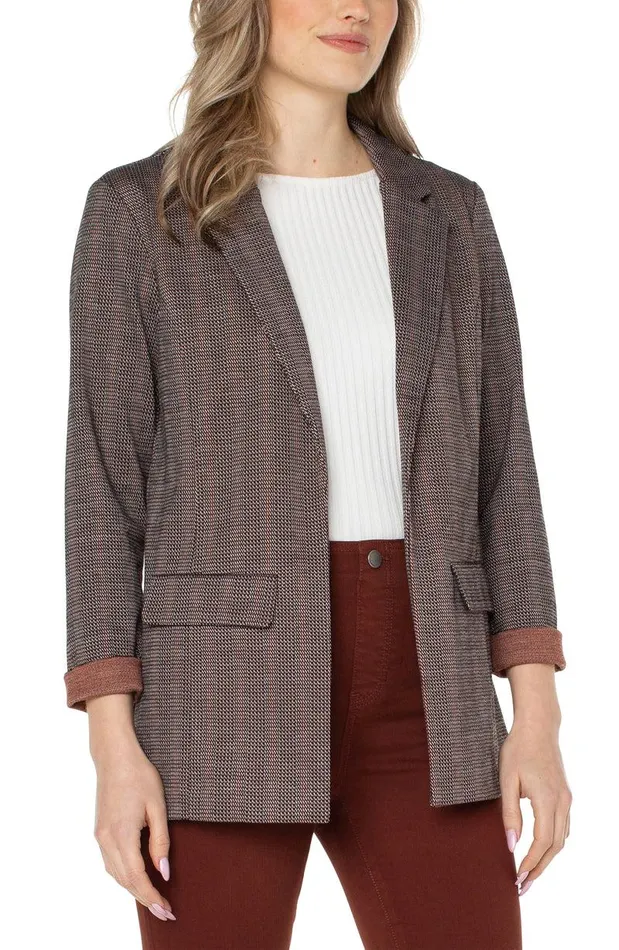 Liverpool Los Angeles BOYFRIEND BLAZER WITH PRINCESS DART PATTERN KNIT Black Brick Jacquard Women BLAZERS