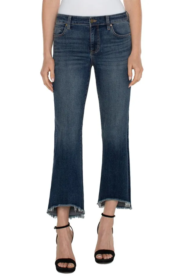 Liverpool Los Angeles HANNAH CROP FLARE WITH CURVED FRAY HEM Paseo Women CROPS