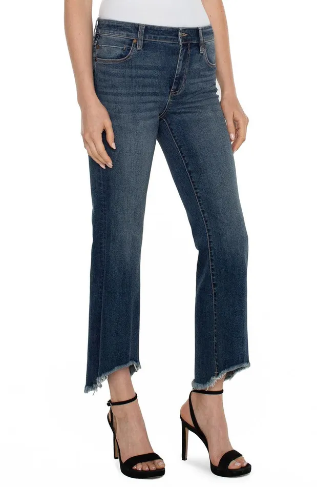 Liverpool Los Angeles HANNAH CROP FLARE WITH CURVED FRAY HEM Paseo Women CROPS