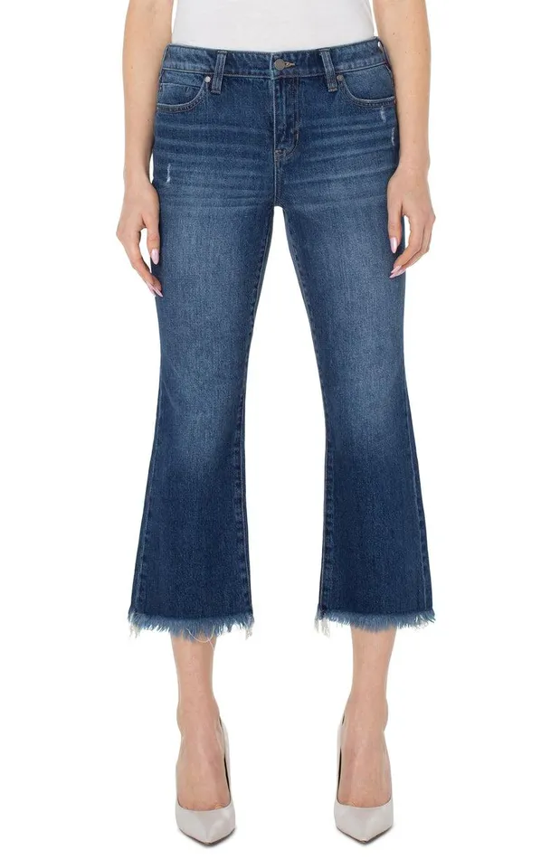 Liverpool Los Angeles HANNAH CROP FLARE WITH FRAY HEM Oceana Women CROPS
