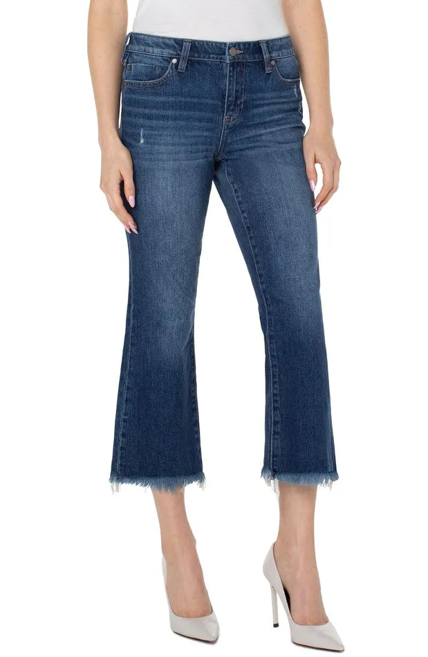 Liverpool Los Angeles HANNAH CROP FLARE WITH FRAY HEM Oceana Women CROPS