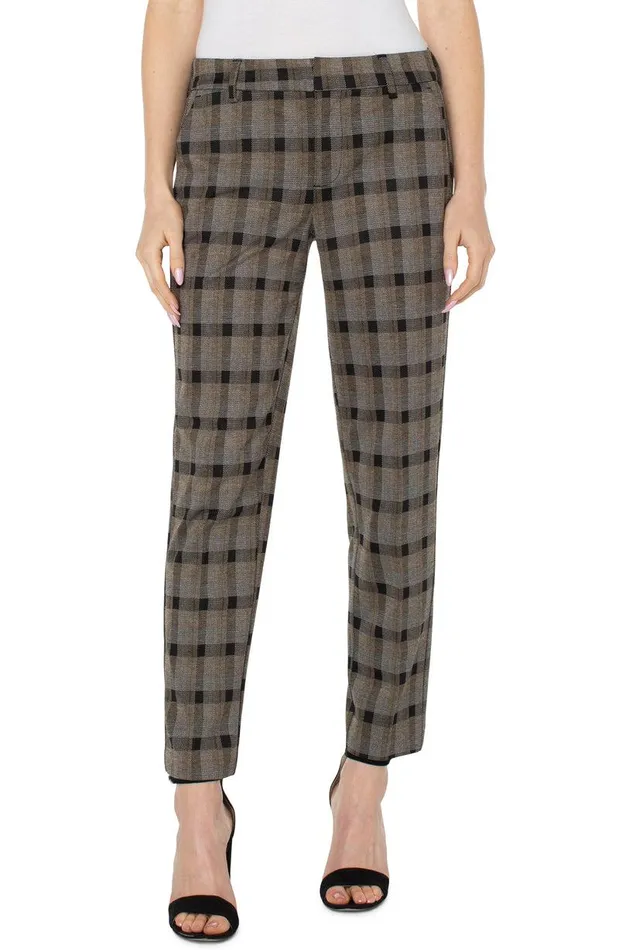 Liverpool Los Angeles KELSEY KNIT TROUSER Black Granola Linear Plaid Women TROUSERS