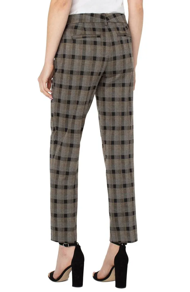 Liverpool Los Angeles KELSEY KNIT TROUSER Black Granola Linear Plaid Women TROUSERS