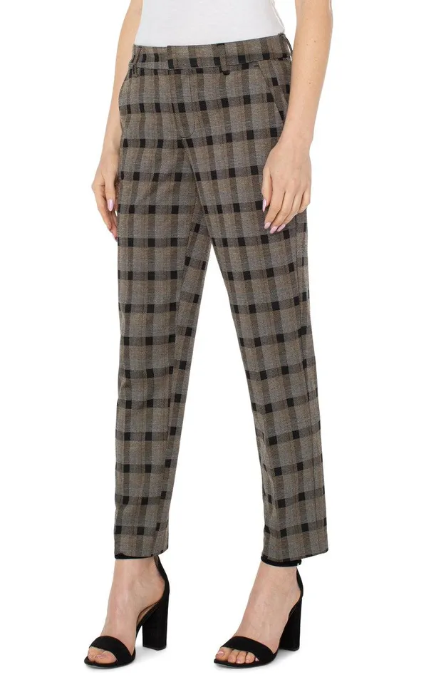 Liverpool Los Angeles KELSEY KNIT TROUSER Black Granola Linear Plaid Women TROUSERS