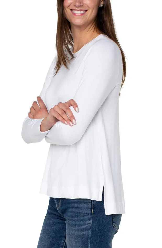 Liverpool Los Angeles LONG SLEEVE SCOOP NECK TEE White Women TSHIRTS