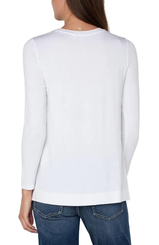 Liverpool Los Angeles LONG SLEEVE SCOOP NECK TEE White Women TSHIRTS