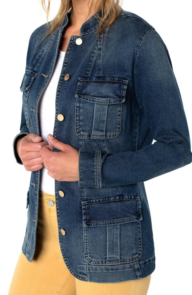 Liverpool Los Angeles SEAMED JACKET WITH PATCH POCKETS ECO Millpond Women JEAN JACKETS