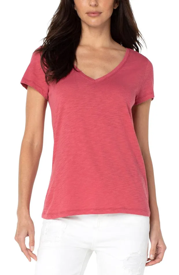 Liverpool Los Angeles VNECK SLUB KNIT TEE Desert Blossom Women TSHIRTS