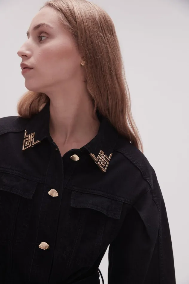 Lola Denim Mini Dress Black Women Aje Denim