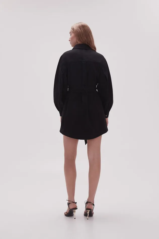Lola Denim Mini Dress Black Women Aje Denim