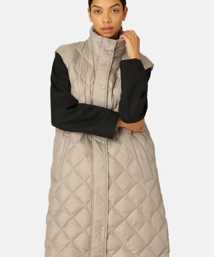 Long Down Vest 8211 Cobblestone Outerwear Ilse Jacobsen All Jackets And Coats