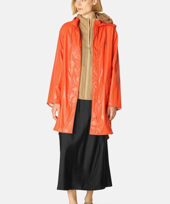 Long Raincoat 8211 Hot Orange Rainwear Ilse Jacobsen Raincoats
