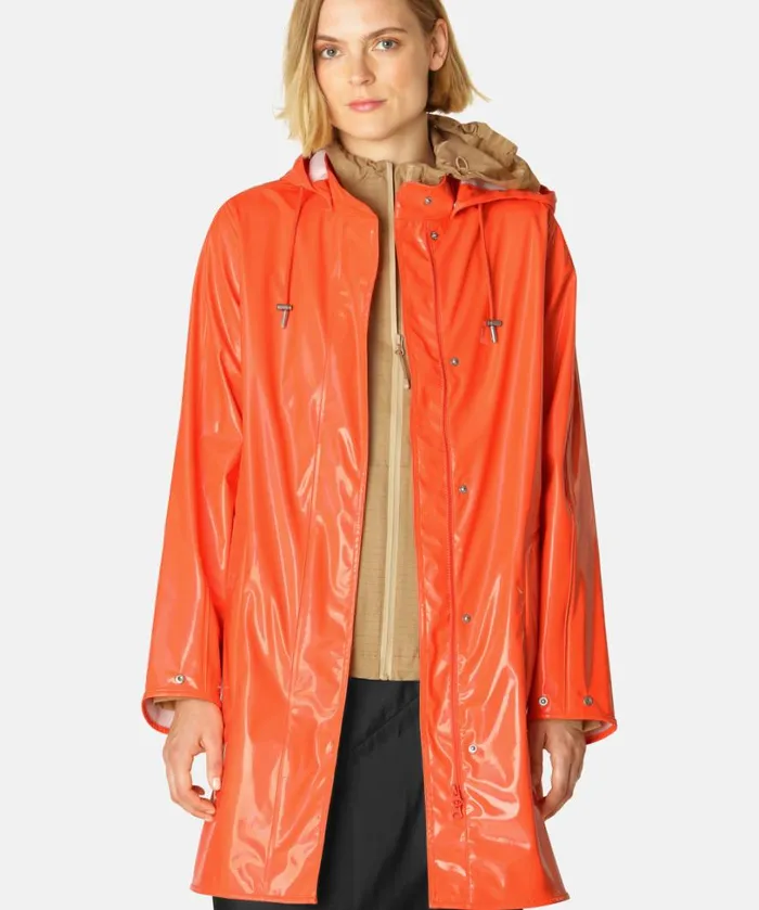 Long Raincoat 8211 Hot Orange Rainwear Ilse Jacobsen Raincoats