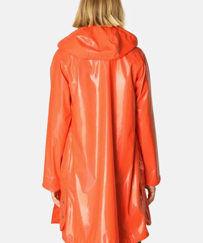 Long Raincoat 8211 Hot Orange Rainwear Ilse Jacobsen Raincoats