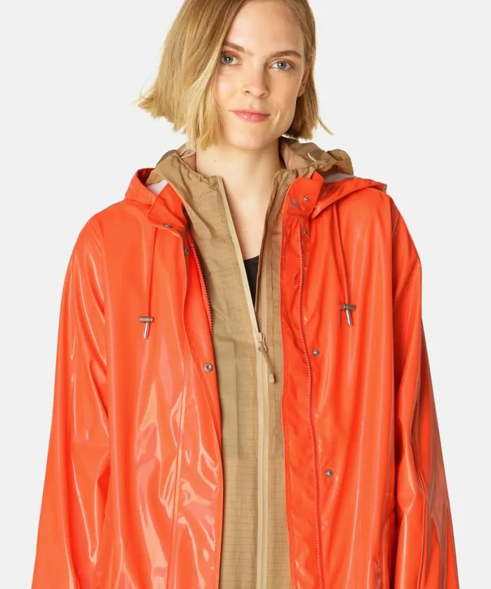 Long Raincoat 8211 Hot Orange Rainwear Ilse Jacobsen Raincoats