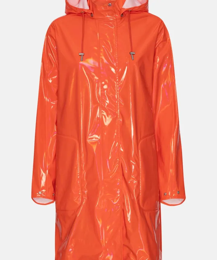 Long Raincoat 8211 Hot Orange Rainwear Ilse Jacobsen Raincoats