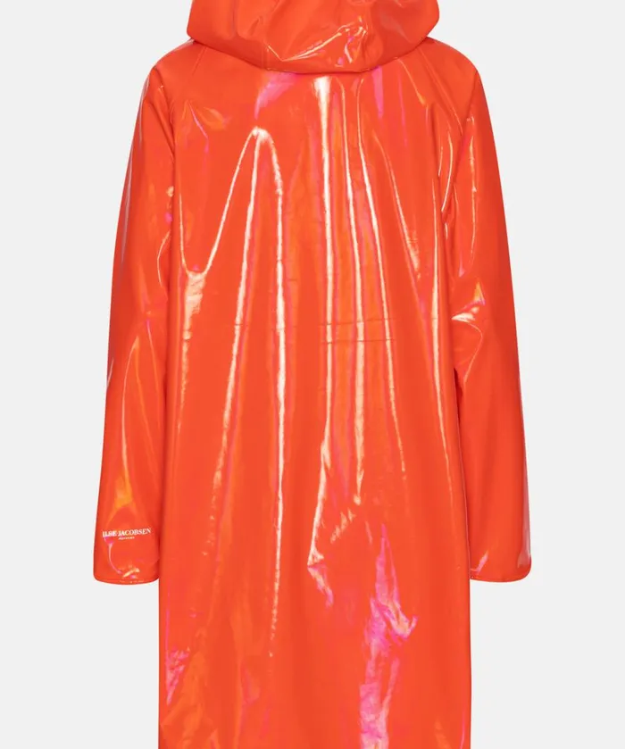 Long Raincoat 8211 Hot Orange Rainwear Ilse Jacobsen Raincoats