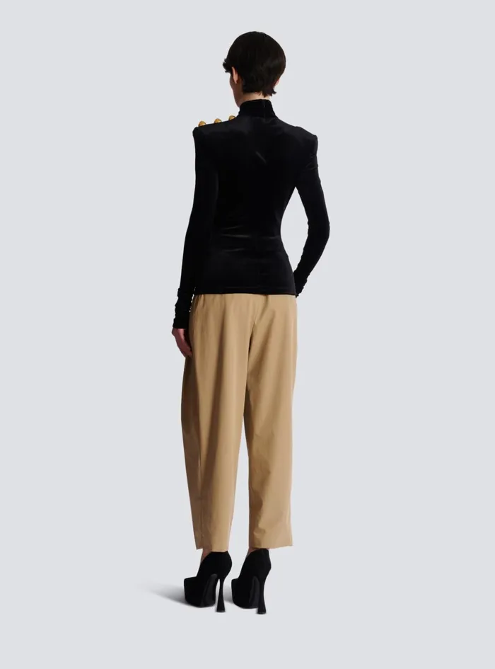 Longsleeved Velvet Top Black Women Balmain Tops And Shirts