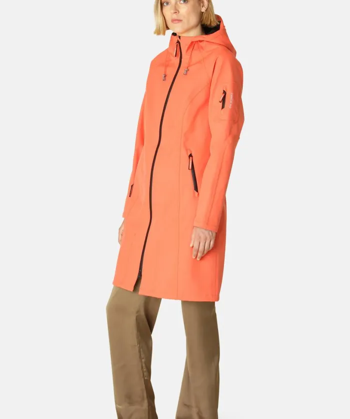 Long Soft Shell Raincoat 8211 Hot Orange Rainwear Ilse Jacobsen Raincoats