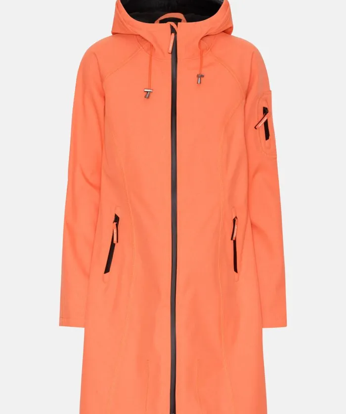 Long Soft Shell Raincoat 8211 Hot Orange Rainwear Ilse Jacobsen Raincoats