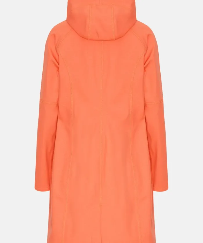 Long Soft Shell Raincoat 8211 Hot Orange Rainwear Ilse Jacobsen Raincoats