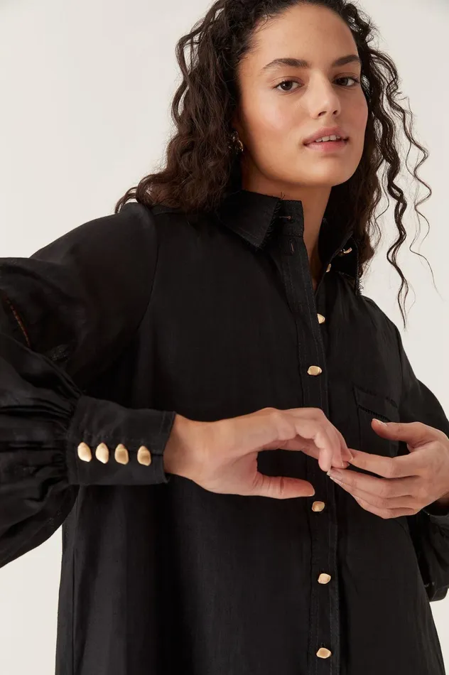 Lotus Shirt Mini Dress Black Women Aje Mini Dresses