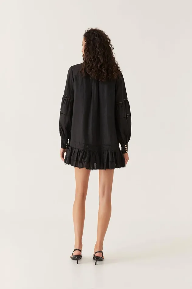 Lotus Shirt Mini Dress Black Women Aje Mini Dresses