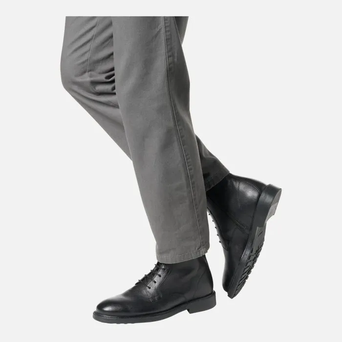 Man Geox Ankle Boots TIBERIO MAN Black Ankle Boots With Laces Black