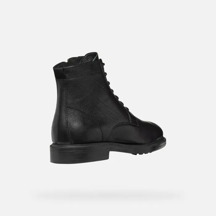Man Geox Ankle Boots TIBERIO MAN Black Ankle Boots With Laces Black
