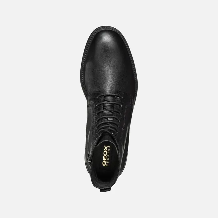 Man Geox Ankle Boots TIBERIO MAN Black Ankle Boots With Laces Black