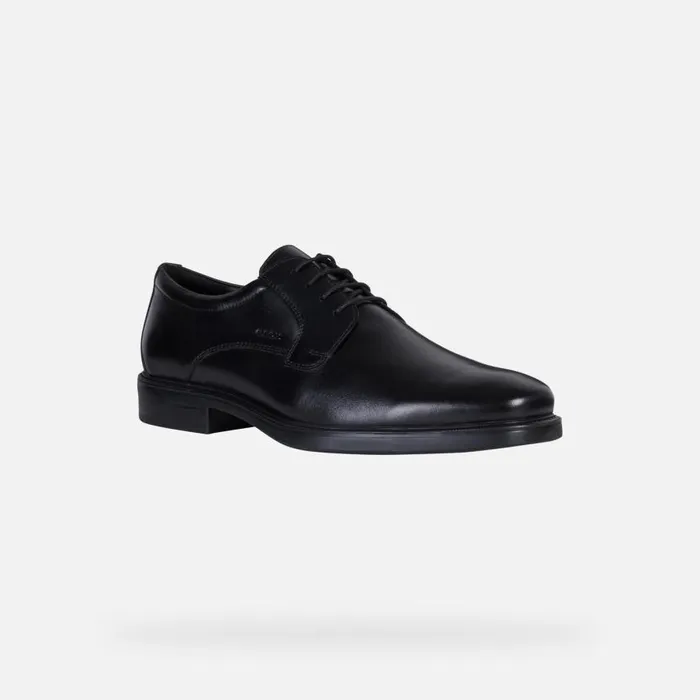 Man Geox Formal Shoes BRANDOLF B Leather Shoes Black Man Geox Black